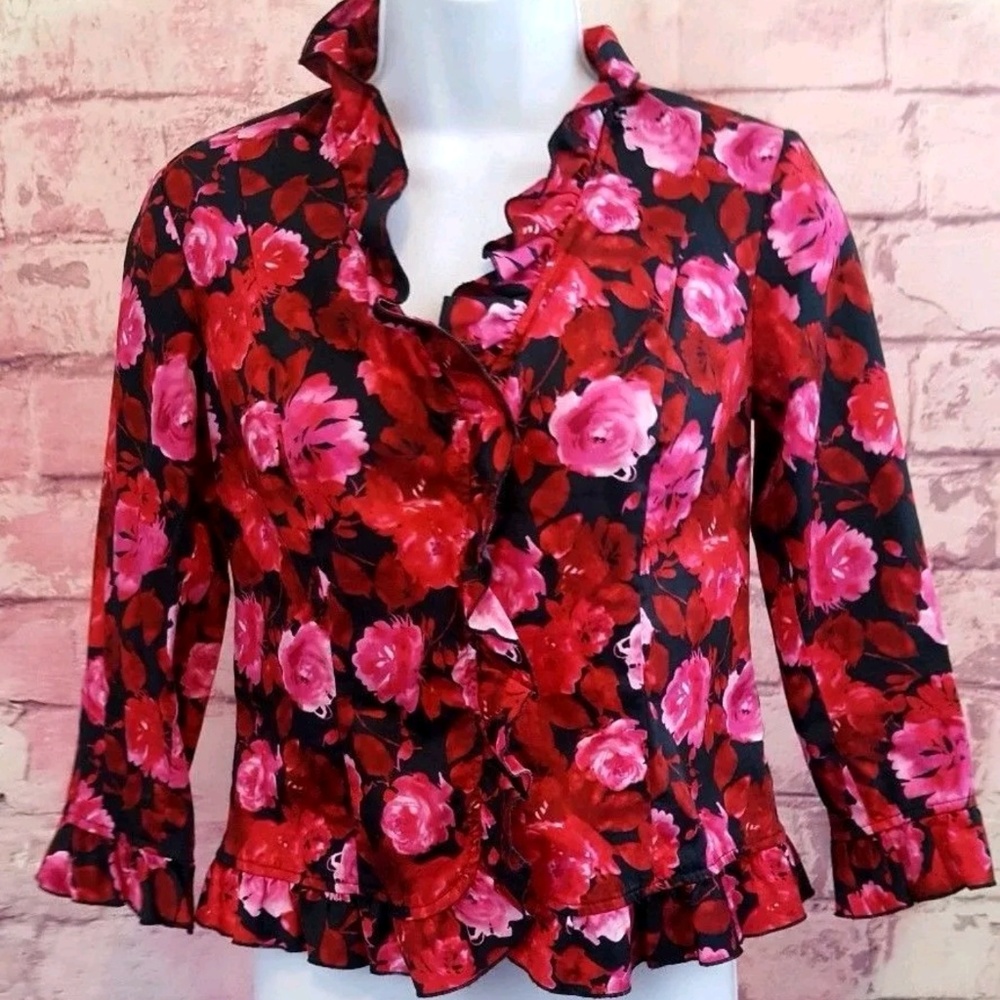 Jones New York Signature Petite Floral Shirt Sz  P